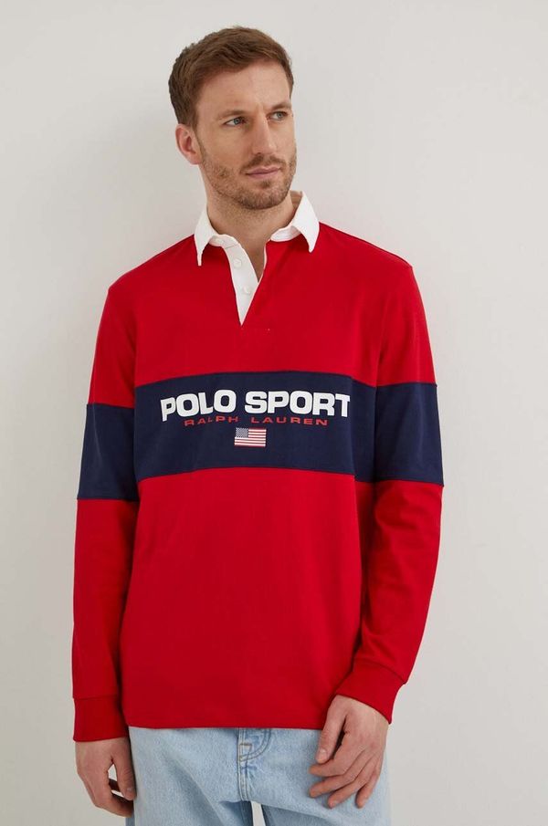 Polo Ralph Lauren Bombažna majica z dolgimi rokavi Polo Ralph Lauren rdeča barva