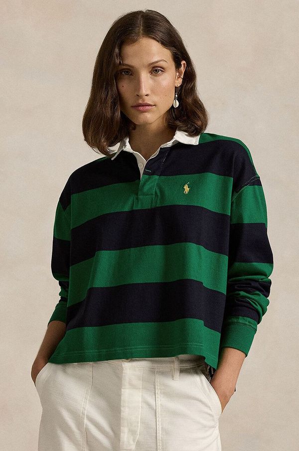 Polo Ralph Lauren Bombažna majica z dolgimi rokavi Polo Ralph Lauren zelena barva, 211943012