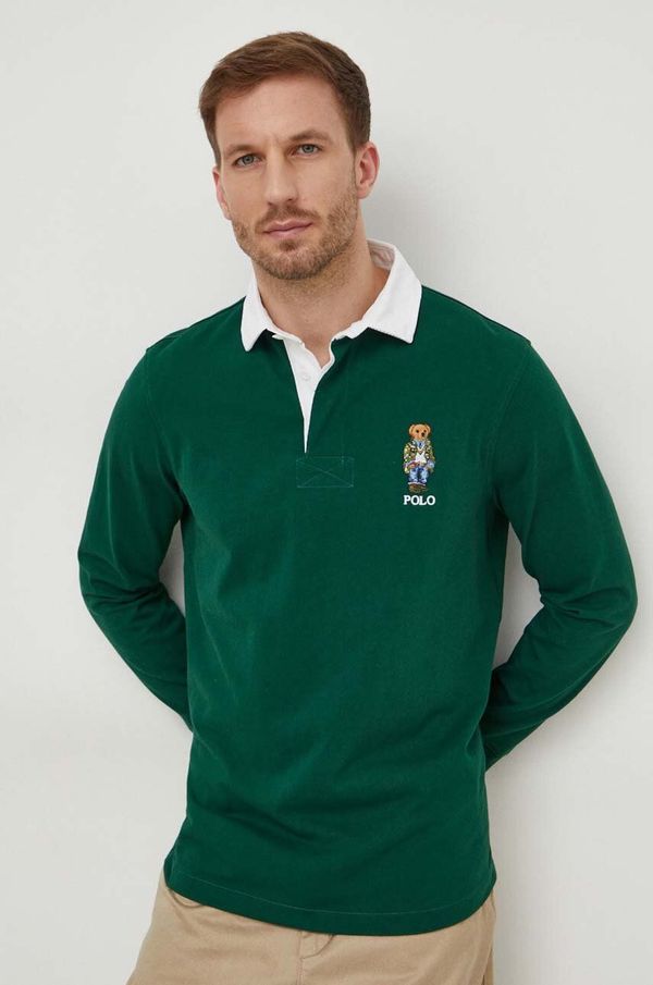 Polo Ralph Lauren Bombažna majica z dolgimi rokavi Polo Ralph Lauren zelena barva