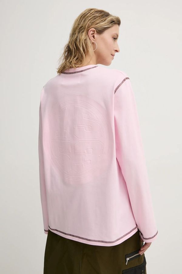 Resume Bombažna majica z dolgimi rokavi Résumé CamRS roza barva, 222301210