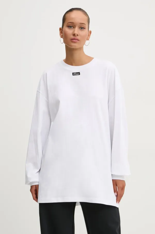 Rotate Bombažna majica z dolgimi rokavi Rotate bela barva, 113745400