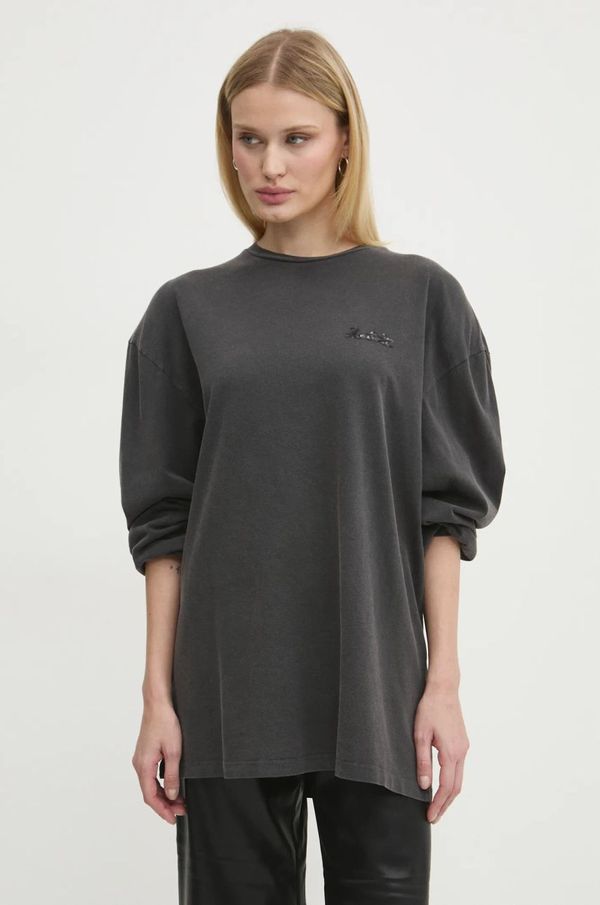 Rotate Bombažna majica z dolgimi rokavi Rotate siva barva, 111441100