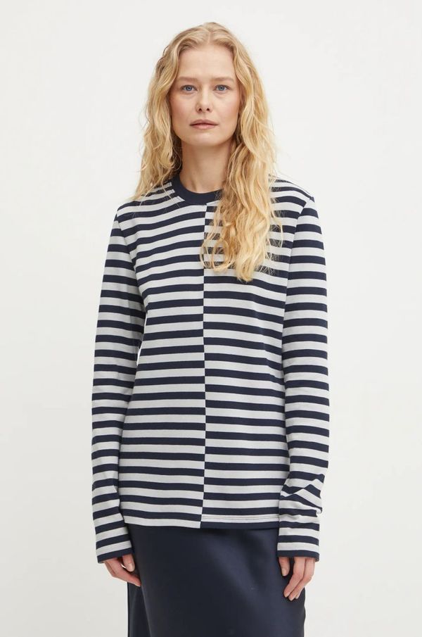 Samsoe Samsoe Bombažna majica z dolgimi rokavi Samsoe Samsoe SAAVERY mornarsko modra barva, F24400020