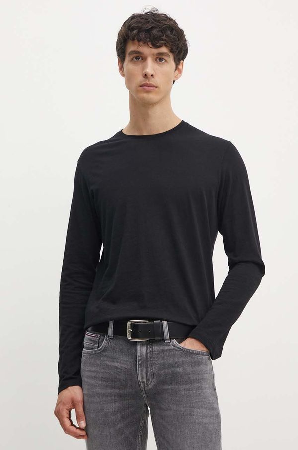 Sisley Bombažna majica z dolgimi rokavi Sisley črna barva, 3WF0S1013