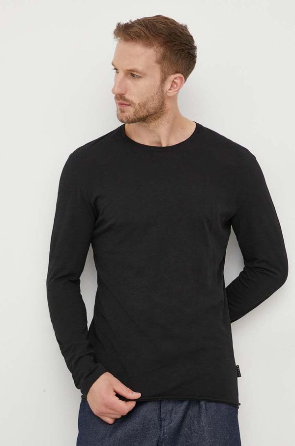 Sisley Bombažna majica z dolgimi rokavi Sisley črna barva