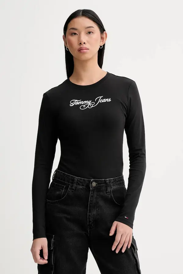 Tommy Jeans Bombažna majica z dolgimi rokavi Tommy Jeans