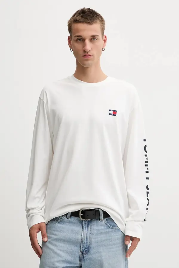 Tommy Jeans Bombažna majica z dolgimi rokavi Tommy Jeans