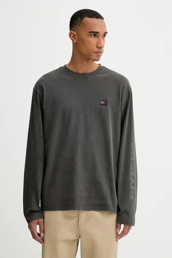 Tommy Jeans Bombažna majica z dolgimi rokavi Tommy Jeans