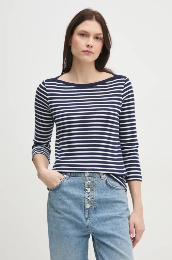 United Colors of Benetton Bombažna majica z dolgimi rokavi United Colors of Benetton mornarsko modra barva, 30YSD109W