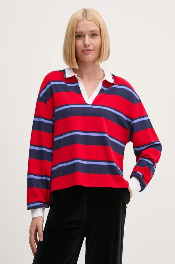 United Colors of Benetton Bombažna majica z dolgimi rokavi United Colors of Benetton rdeča barva, 38Y3D300T