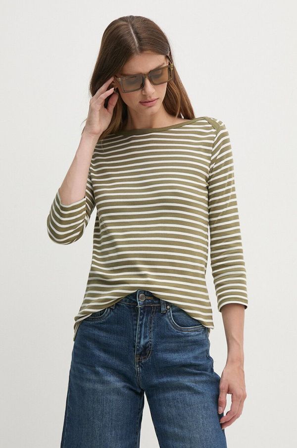 United Colors of Benetton Bombažna majica z dolgimi rokavi United Colors of Benetton zelena barva, 30YSE16A1