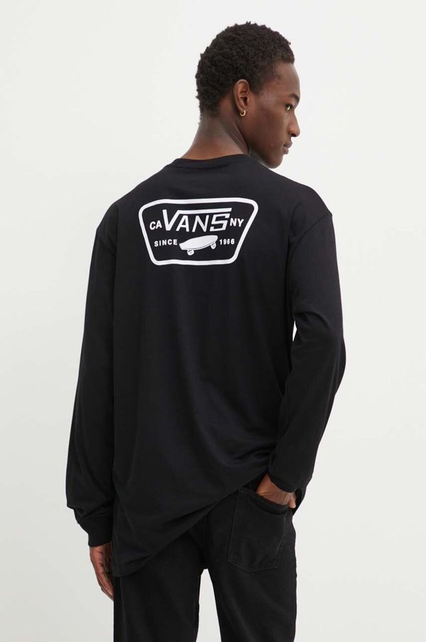 Vans Bombažna majica z dolgimi rokavi Vans črna barva, VN0A2XCMY281