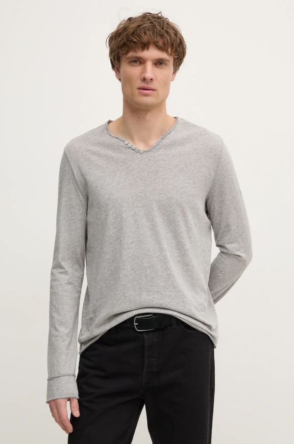 Zadig&Voltaire Bombažna majica z dolgimi rokavi ZADIG&VOLTAIRE siva barva, JMTN01630
