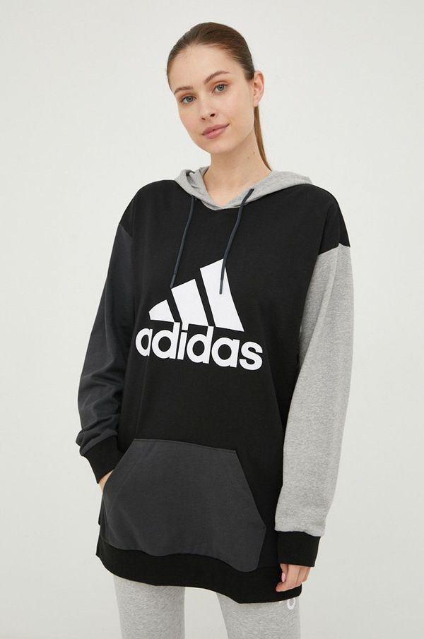 adidas Bombažna mikica adidas ženska, črna barva,