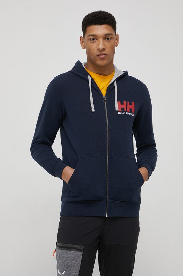 Helly Hansen Bombažna mikica Helly Hansen moška, mornarsko modra barva, s kapuco