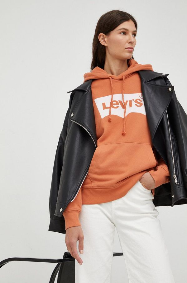 Levi's Bombažna mikica Levi's ženska, oranžna barva,