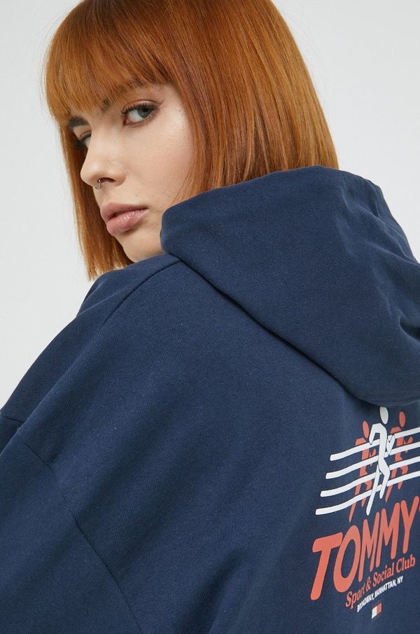 Tommy Jeans Bombažna mikica Tommy Jeans ženska, mornarsko modra barva,