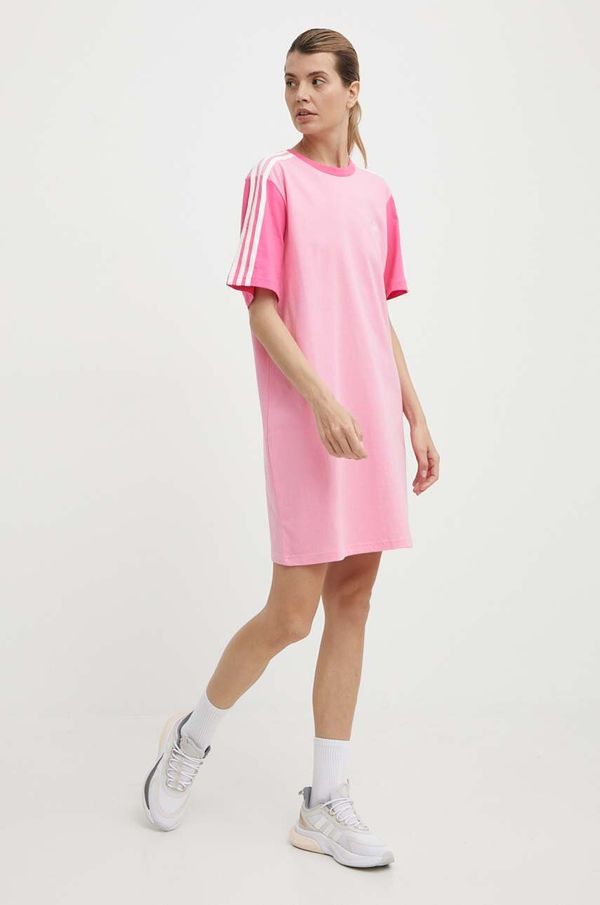 adidas Bombažna obleka adidas roza barva, IR6055