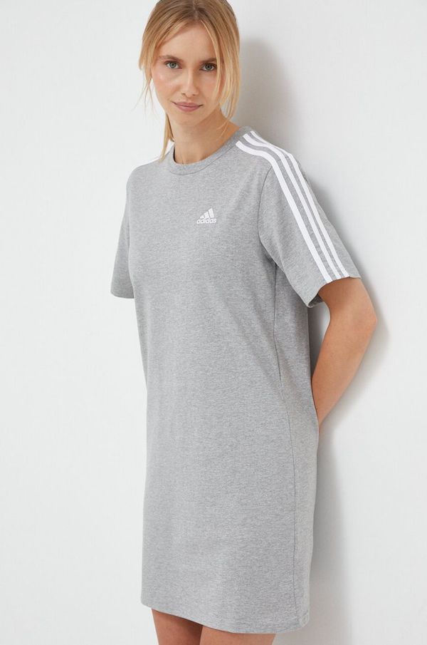 adidas Bombažna obleka adidas siva barva