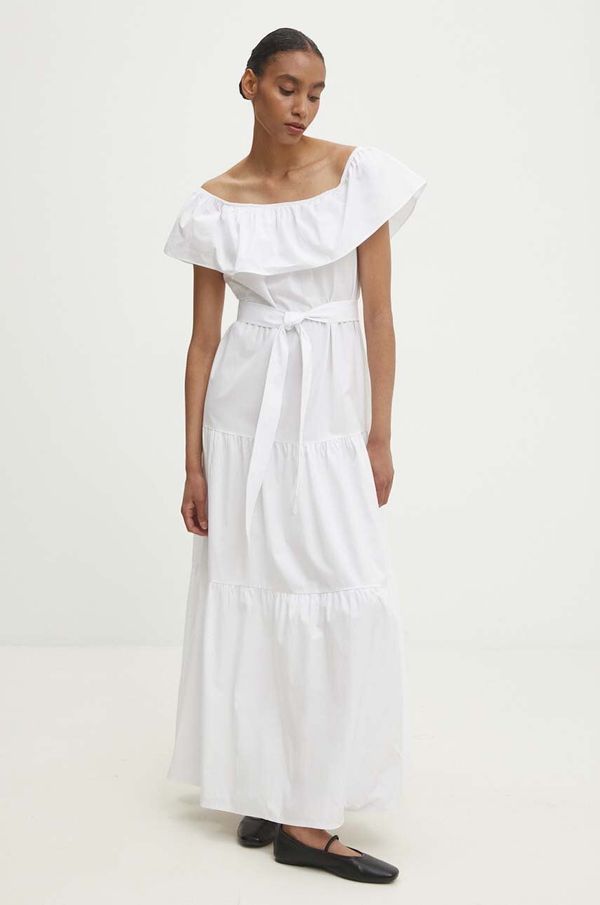 Answear Lab Bombažna obleka Answear Lab bela barva