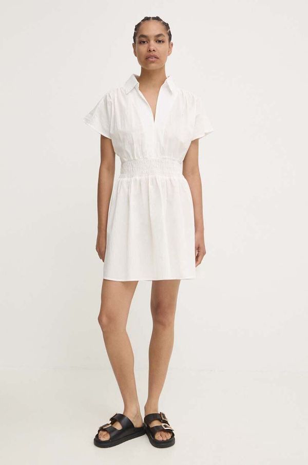 Answear Lab Bombažna obleka Answear Lab bela barva