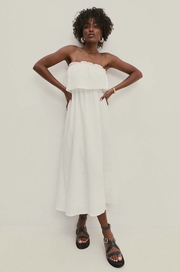 Answear Lab Bombažna obleka Answear Lab bela barva