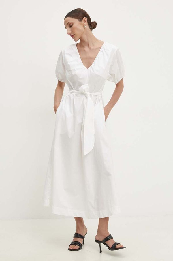 Answear Lab Bombažna obleka Answear Lab bela barva