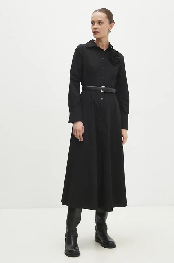 Answear Lab Bombažna obleka Answear Lab črna barva