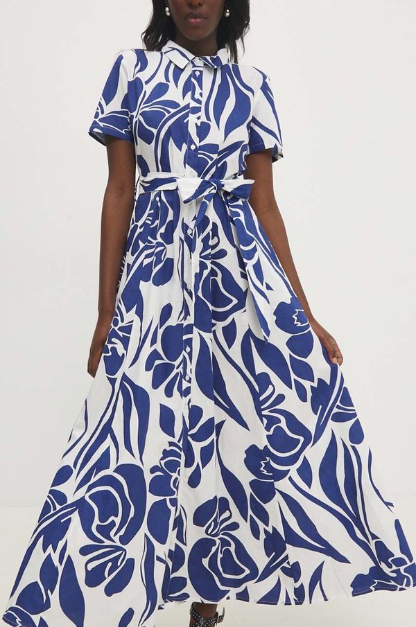 Answear Lab Bombažna obleka Answear Lab mornarsko modra barva