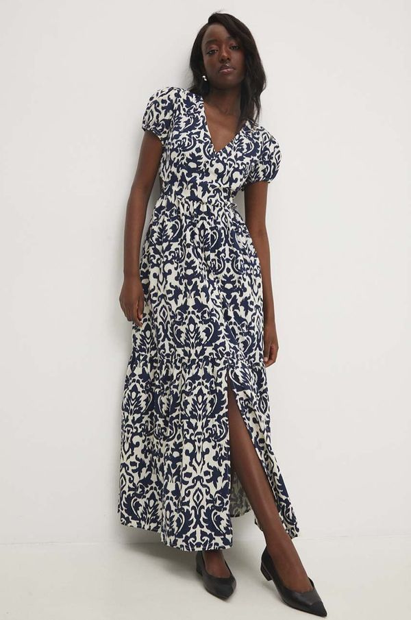 Answear Lab Bombažna obleka Answear Lab mornarsko modra barva