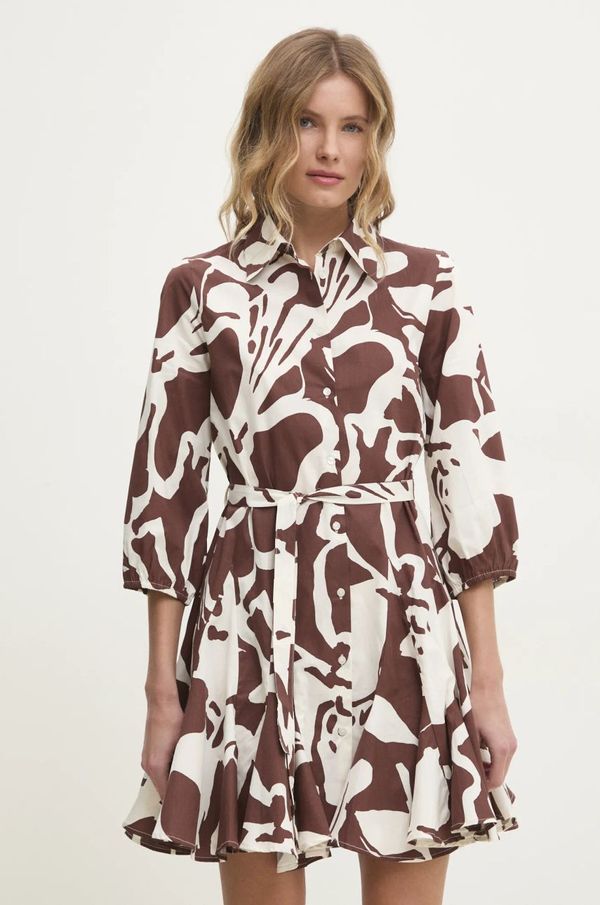 Answear Lab Bombažna obleka Answear Lab rjava barva