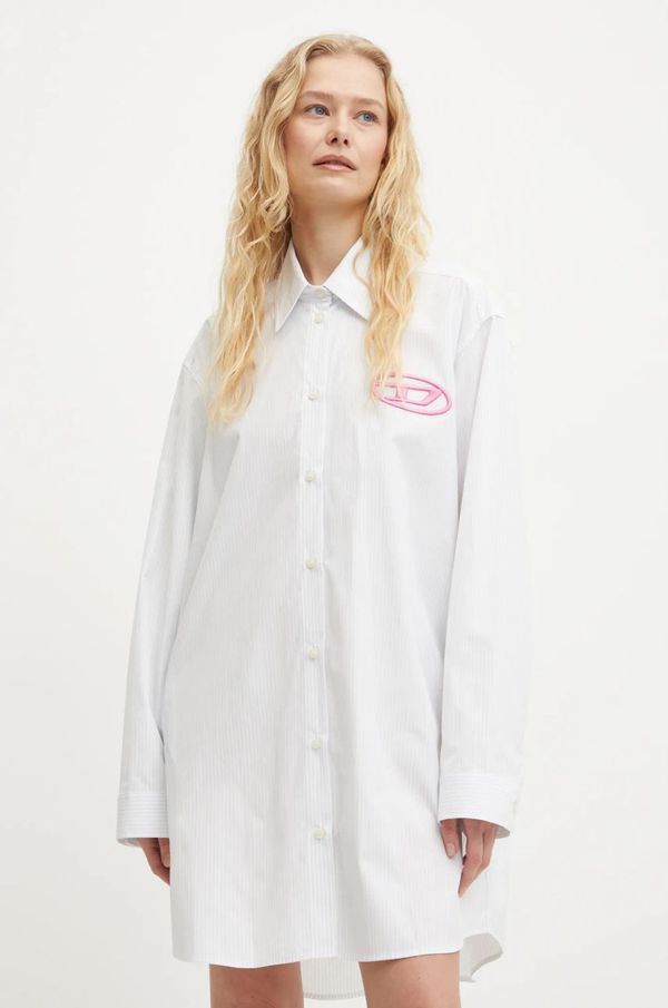 Diesel Bombažna obleka Diesel D-DALIS-P1 DRESS bela barva, A14571.0DNAN