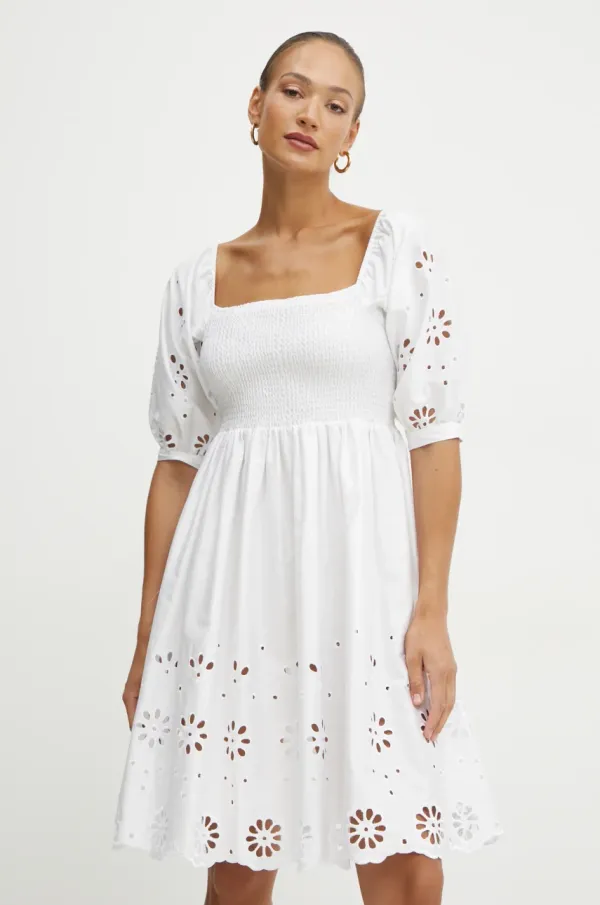 Fracomina Bombažna obleka Fracomina bež barva, FJ25SD1001W400E5