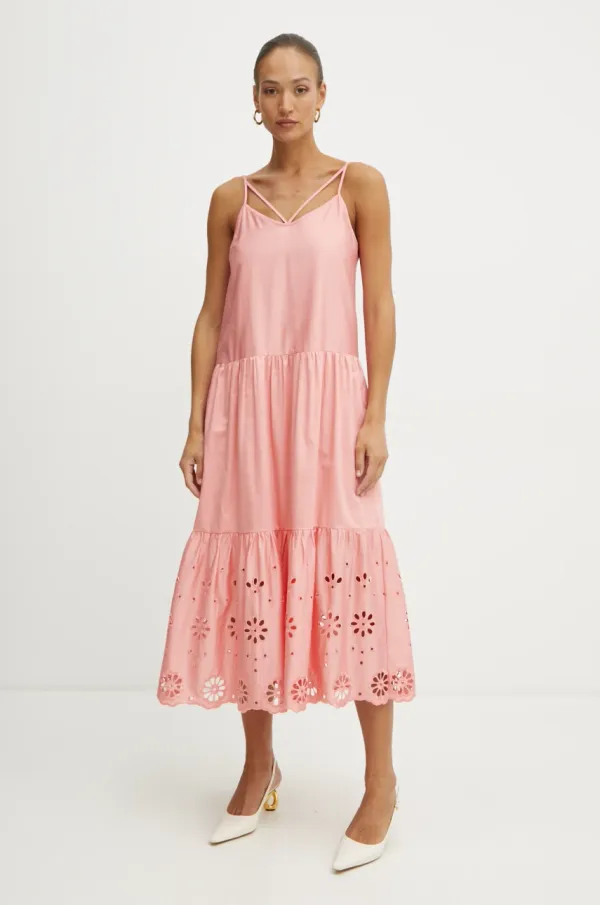 Fracomina Bombažna obleka Fracomina oranžna barva, FJ25SD3001W400E5