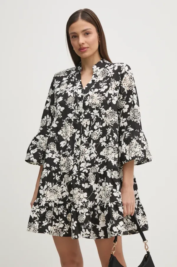 Gaudi Bombažna obleka Gaudi črna barva, 511BD15009