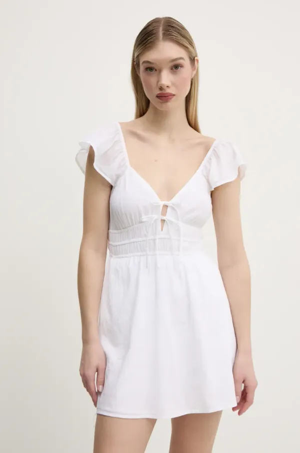 Hollister Co. Bombažna obleka Hollister Co. bela barva, KI359-5054