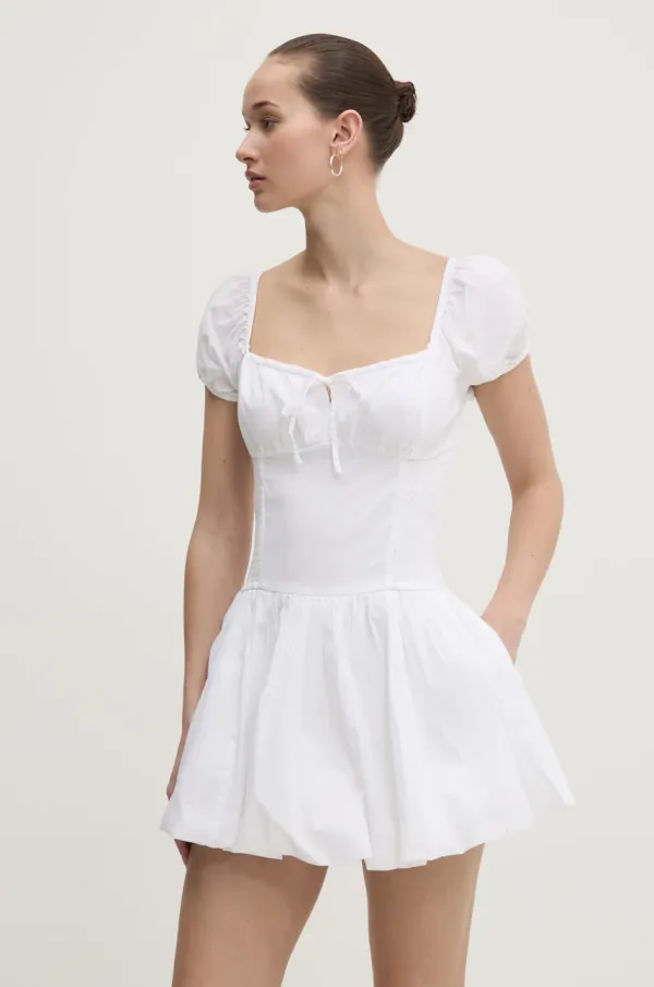 Hollister Co. Bombažna obleka Hollister Co. bela barva, KI359-5085