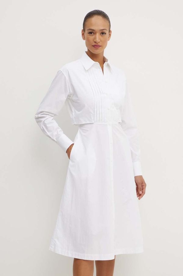 Karl Lagerfeld Bombažna obleka Karl Lagerfeld bela barva, 245W1303