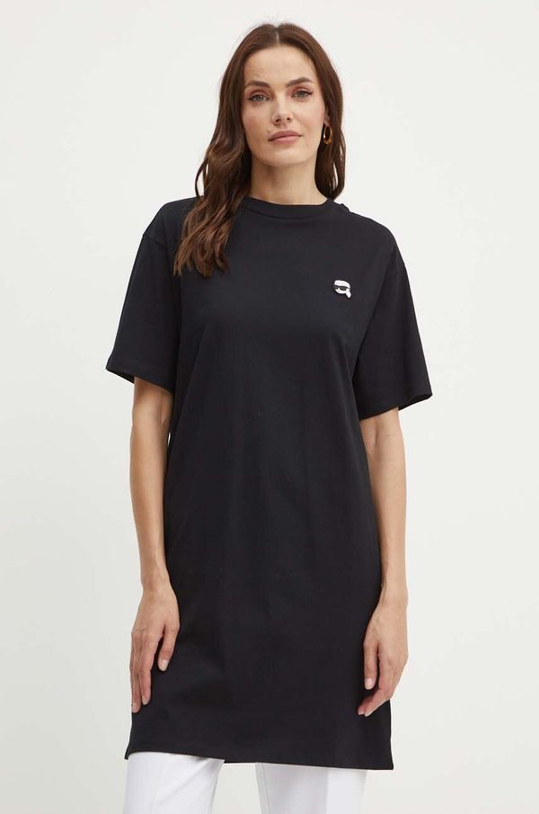 Karl Lagerfeld Bombažna obleka Karl Lagerfeld črna barva, 245W1352