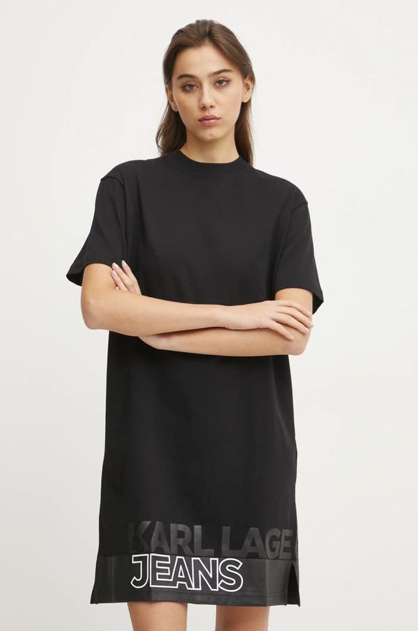 Karl Lagerfeld Jeans Bombažna obleka Karl Lagerfeld Jeans črna barva, A1W13015