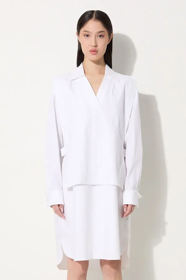 Kenzo Bombažna obleka Kenzo Oxford Knee Shirting Dress