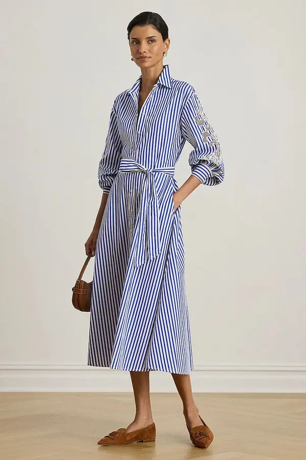 Lauren Ralph Lauren Bombažna obleka Lauren Ralph Lauren