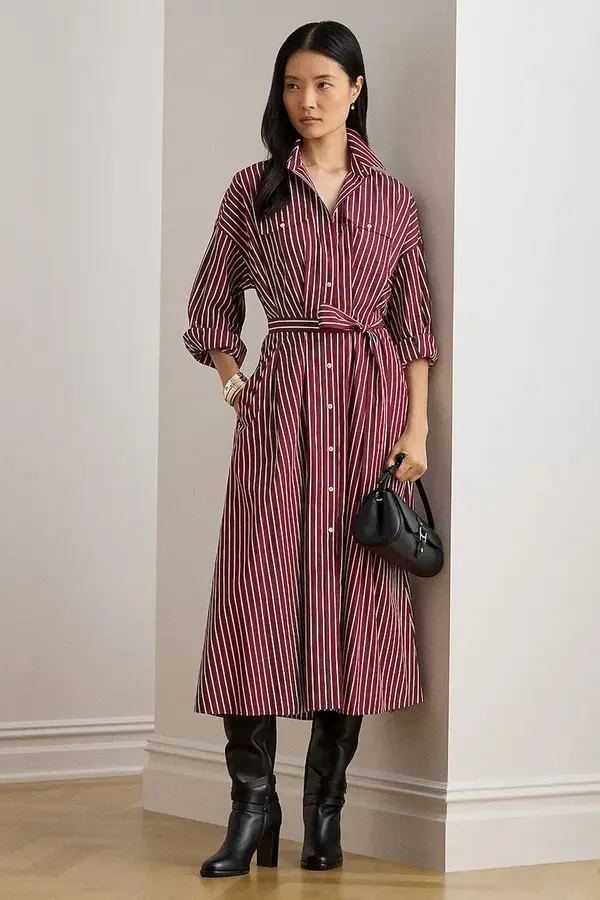 Lauren Ralph Lauren Bombažna obleka Lauren Ralph Lauren