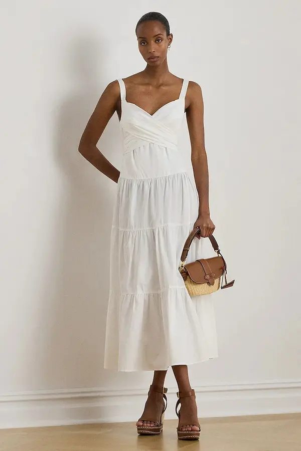 Lauren Ralph Lauren Bombažna obleka Lauren Ralph Lauren