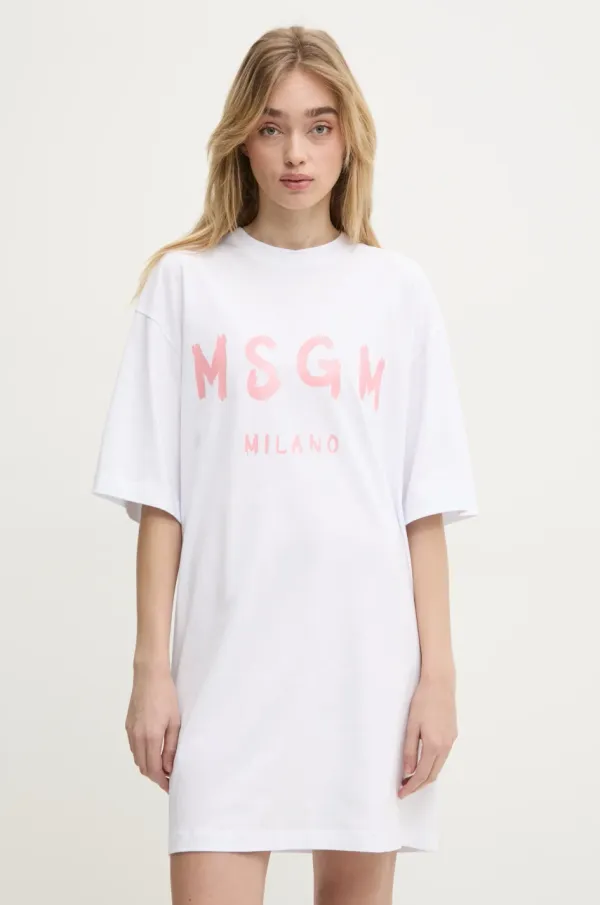 MSGM Bombažna obleka MSGM bela barva, 3841MDA510.257002