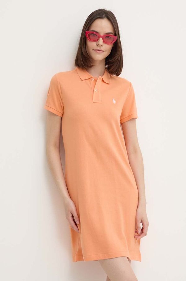 Polo Ralph Lauren Bombažna obleka Polo Ralph Lauren oranžna barva, 211799490016