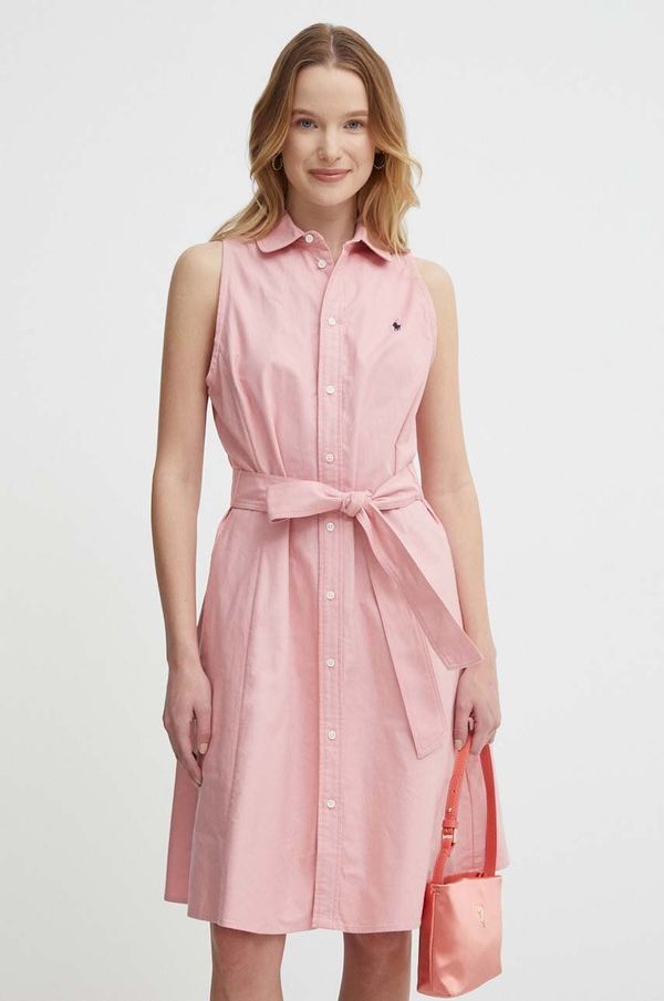 Polo Ralph Lauren Bombažna obleka Polo Ralph Lauren roza barva, 211943505