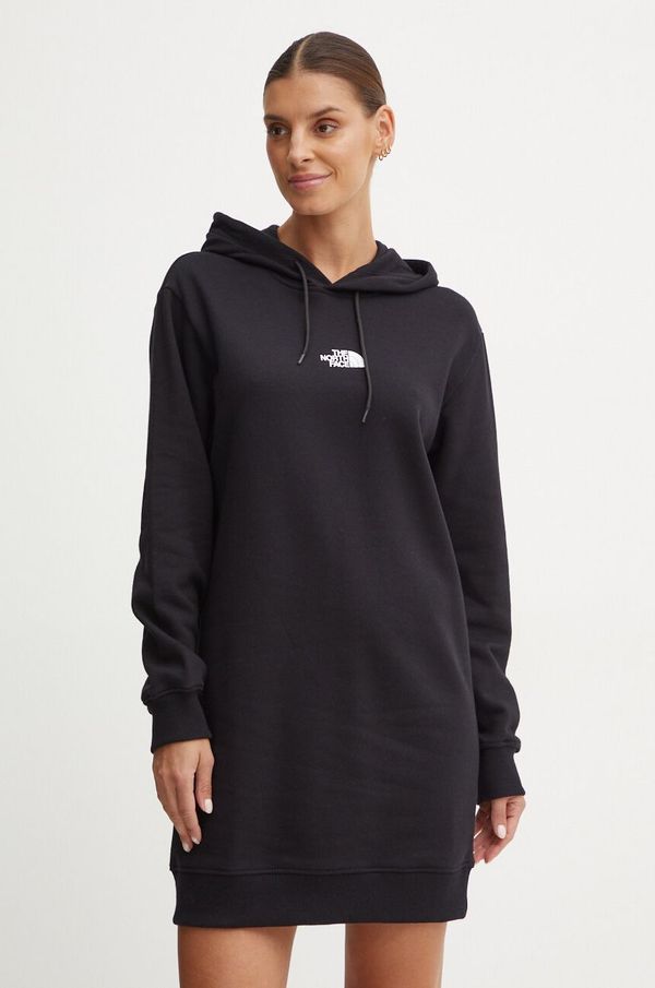 The North Face Bombažna obleka The North Face Zumu Hooded Dress črna barva, NF0A89F8JK31