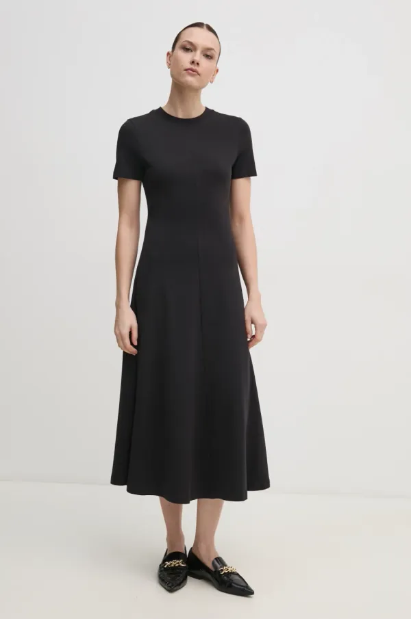 Tommy Hilfiger Bombažna obleka Tommy Hilfiger črna barva, WW0WW44547