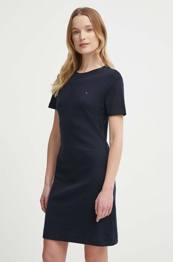 Tommy Hilfiger Bombažna obleka Tommy Hilfiger mornarsko modra barva, WW0WW42721